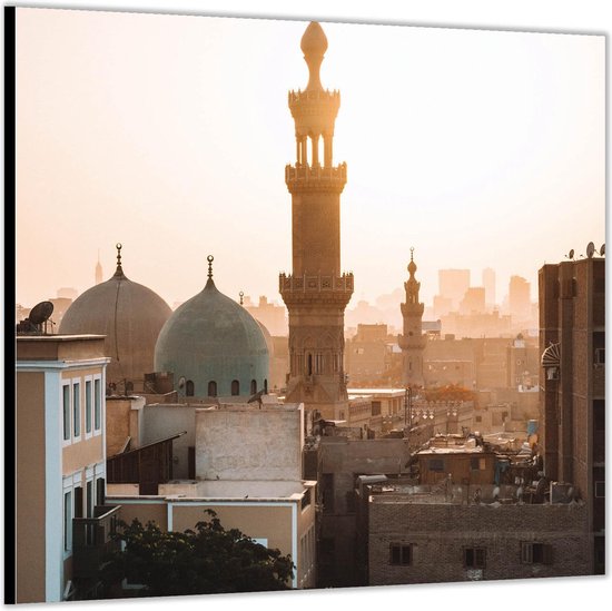 Dibond -Stad met Uitzicht op Moskee- Foto op Aluminium (Met ophang)
