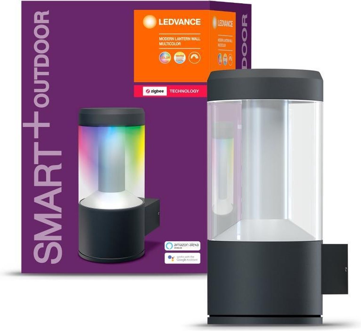 Slim tuinarmatuur LED: voor muur, SMART+ Outdoor Lantern Modern Wall Multicolour / 12 W, 220…240 V, RGBW, 2000 … 6500 K, materiaal behuizing: aluminium, IP44, 1-bundel