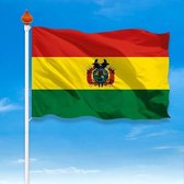 Boliviaanse Vlag - Bolivia Flag - Tricolore Bolivië WK Vlag - Van 100% Polyester - UV & Weerbestendig - Met Versterkte Mastrand & Messing Ogen - 90 x 150 CM