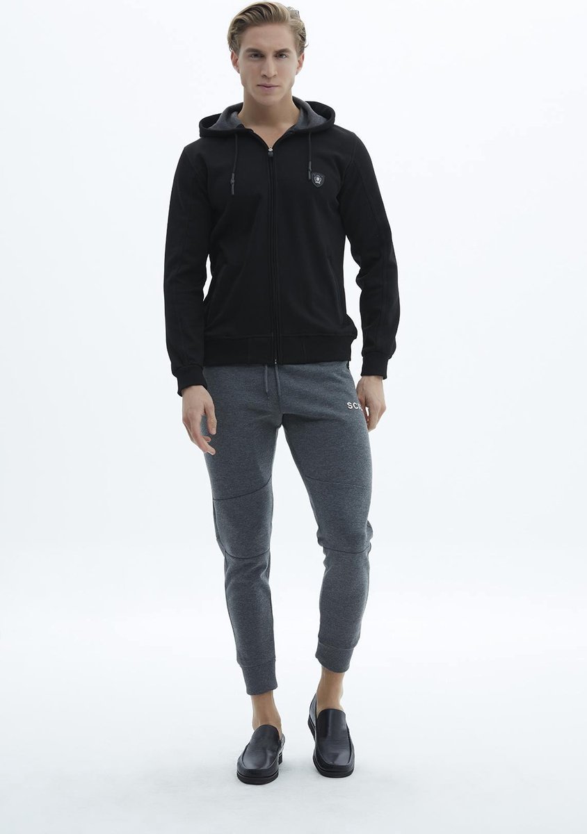SCR. Alaf - Warme Hoodie Heren - Sweatvest met capuchon - Zwart - Maat S