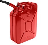 Oxid7® set 1x benzinejerrycans met 1x schenktuit - brandstofjerrycans metaal 20 liter - met UN-keurmerk - TÜV Rheinland gecertificeerd - typegoedkeuring - rood