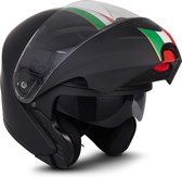 MOTO F20 Venice Black systeemhelm Flip-Up scooterhelm, motorhelm, L, hoofdomtrek 59-60cm