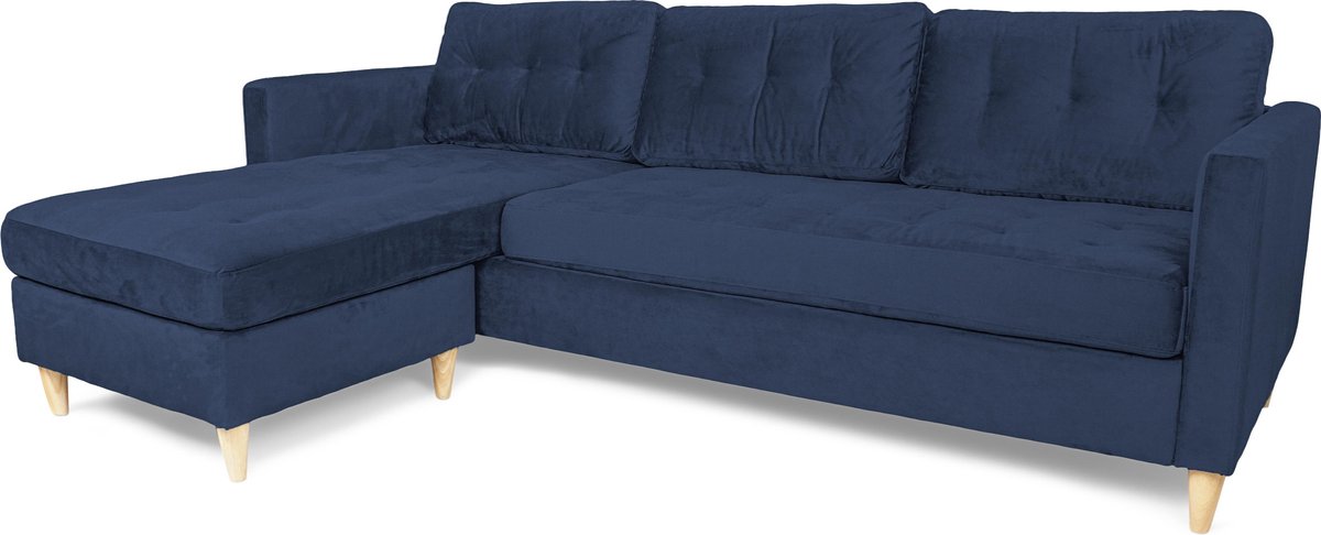 Mars bank BA2, chaise longue naar rechts of links gedraaid in velour blauw.