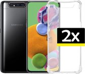 Hoesje Geschikt voor Samsung A80 Hoesje Shockproof Case Siliconen - Hoes Geschikt voor Samsung Galaxy A80 Hoes Cover Siliconen - Transparant - 2 Stuks.