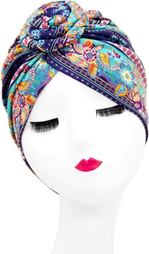 Cabantis Indische Arabische - Hoofddeksel - Tulband - Muts - Hijab - 26cm - Diverse kleuren Paars Turquoise