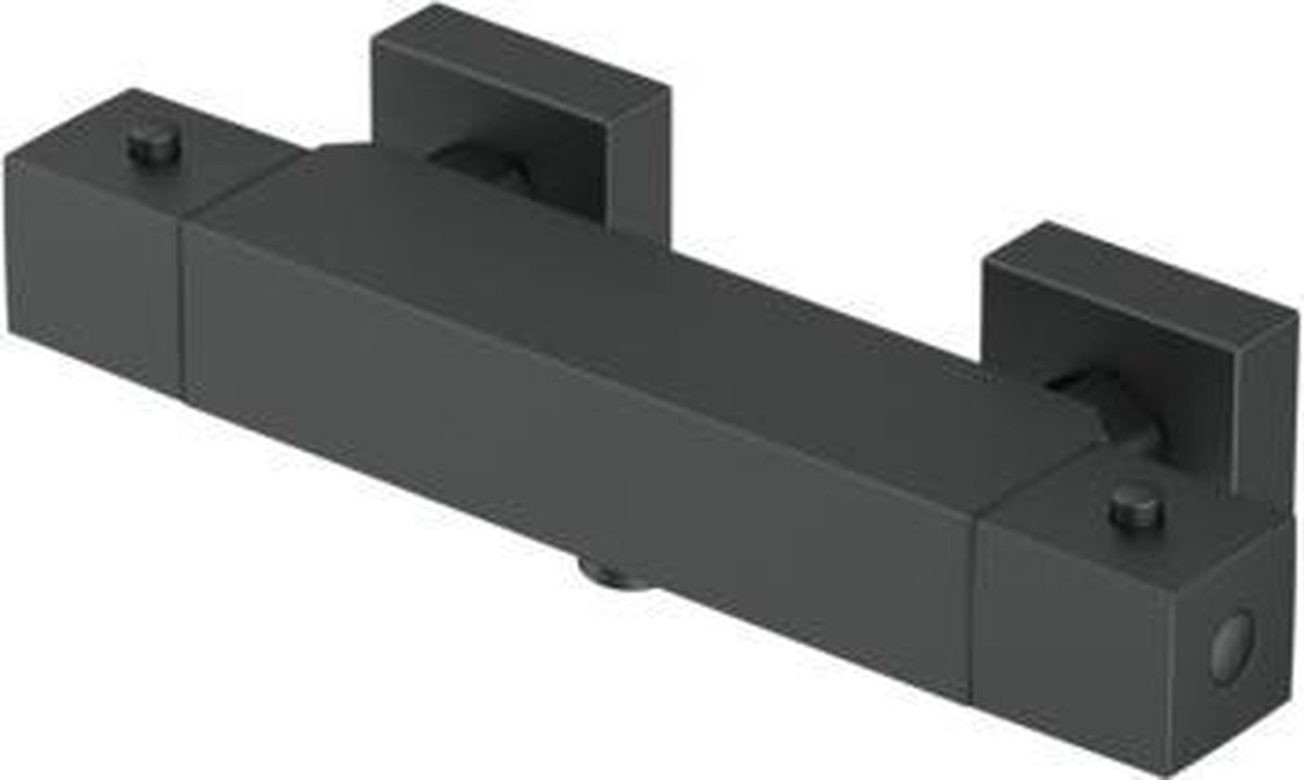 Adema Alcedo thermostatische douchekraan vierkant 28.4cm opbouw mat Zwart