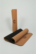 Om Namaste Cork-Kurk-TPE yogamat - zwarte mat voor yoga en fitness