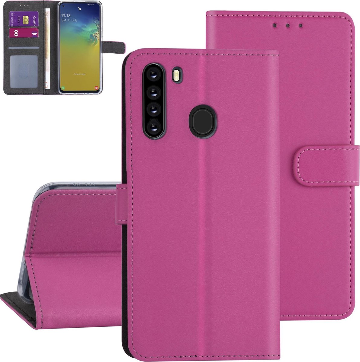Samsung hoesje voor Galaxy A21 - Felroze - Book Case - Kaarthouder (A205F)
