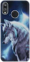 ADEL Siliconen Back Cover Softcase Hoesje Geschikt voor Huawei P20 Lite (2018) - Wolf