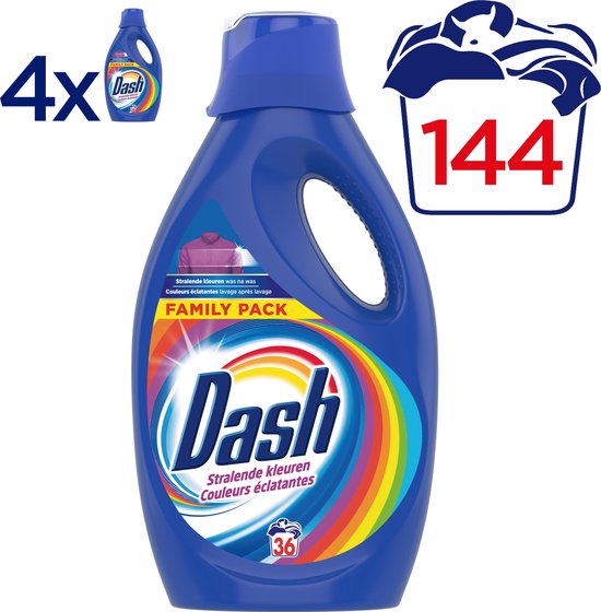 Dash Kleur Wasmiddel - Voordeelverpakking 4 x 36 Wasbeurten - Vloeibaar Wasmiddel