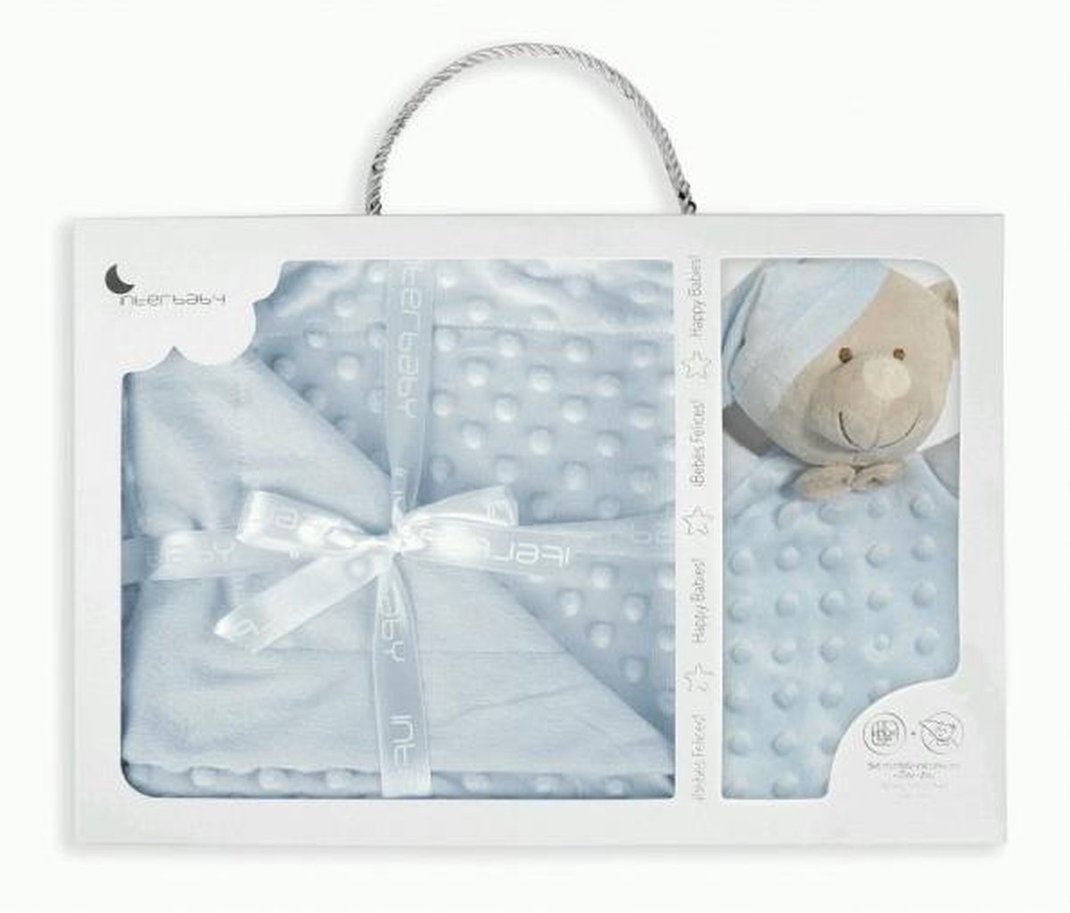 Interbaby Deken En Knuffeldoek 110 X 80 Cm Fleece Lichtblauw