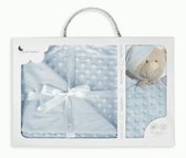 Babydeken blauw - knuffeldoek - kraamcadeau - baby giftset - Interbaby - zacht babydeken