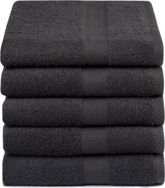 5x Zachte Katoen Handdoeken Antraciet | 50x100 | Vochtabsorberend En Soepel | Hoogwaardige Kwaliteit