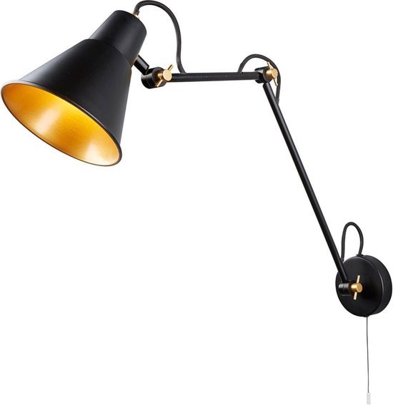 Kenmerkend slepen Zuidwest Seervolle mat zwart goud wandlamp / verstelbare zwenkarm | bol.com
