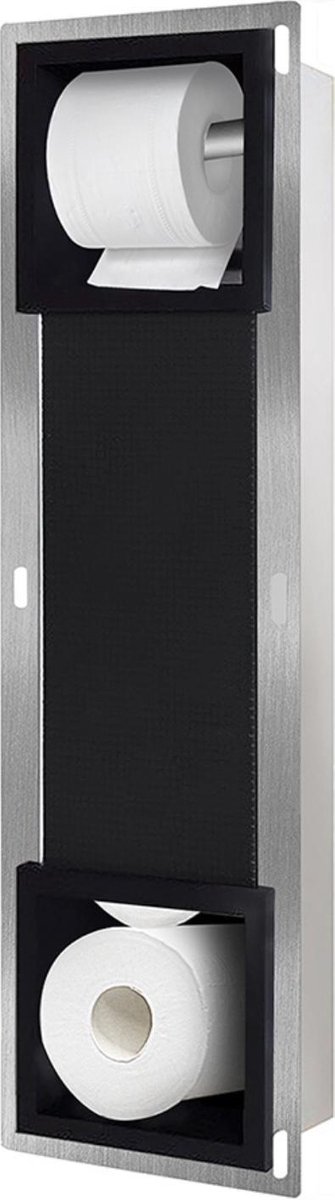 Wiesbaden Inbouw-toiletrolhouder + reserve-rolhouder mat-zwart