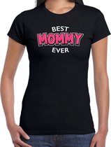 Best mommy ever / beste moeder ooit cadeau t-shirt / shirt - zwart met roze en witte letters - voor dames - moederdag / verjaardag kado shirt XL