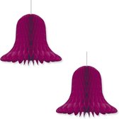 2x Aubergine decoratie klokken/kerstklokken lampionnen 20 cm - feestversiering/kerstversiering