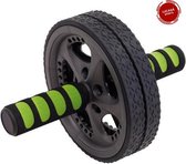 Ab wheel - ab roller - trainingswiel - buikspierwiel - metalen stang - dubbele wielen - rubber coated