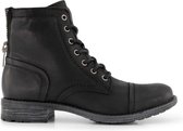 NoGRZ R.Mylne - Dames Leren enkellaars - Winter veterboots - Wol gevoerd - Zwart - Maat 41