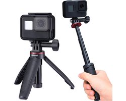 foto van Ulanzi MT-09 GoPro vlog-statief, handgreep & selfie stick - Tot 25 cm uitschuifbaar - Voor alle GoPro-modellen - Zwart/Rood