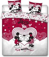 Housse de couette Disney Minnie Mouse Love You - Lits Jumeaux - 240 x 220 cm - Rouge