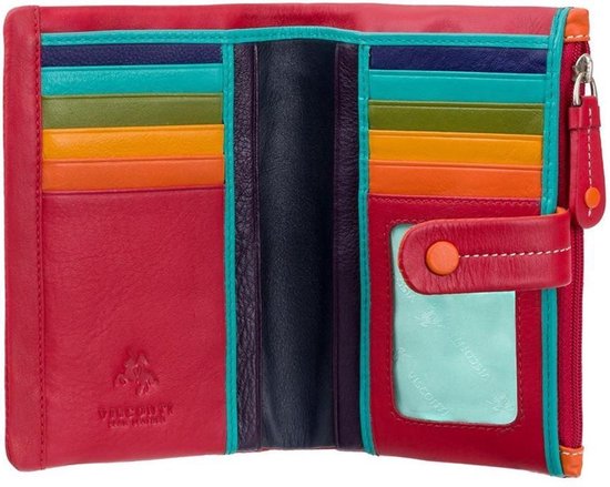 Visconti Leather Wallet - Portefeuille Wrap Femme - Cuir - 10 cartes - Collection Mimi - Oranje (M87 rd)