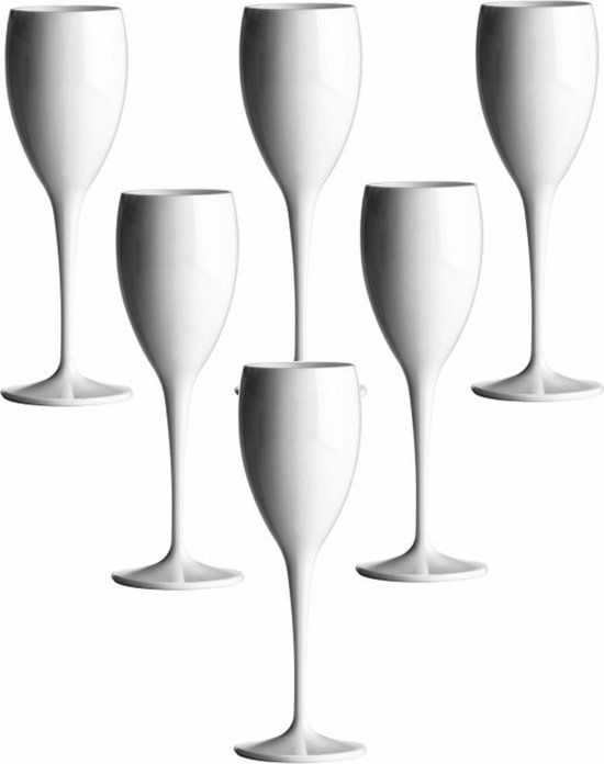 keten vragen Sturen Plastic Champagneglazen wit 17cl Onbreekbaar - 6 stuks | bol.com