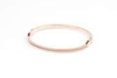 Essential Collectie Romy | Taupe bangle armband - Medium (50x89mm) - Gekleurde armband van stainless steel en emaille