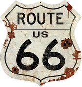 Route US 66 Shield Vintage Zwaar Metalen Bord 38 x 38 cm