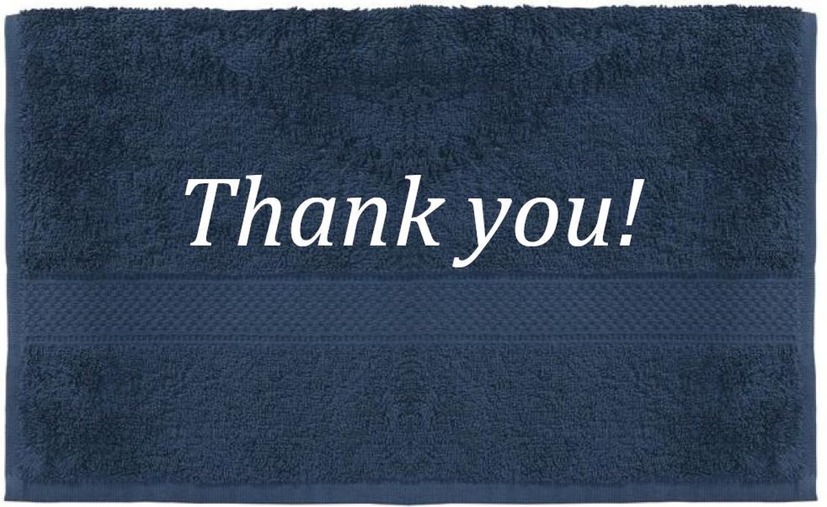 Handdoek - Thank you - 100x50cm - Donker blauw