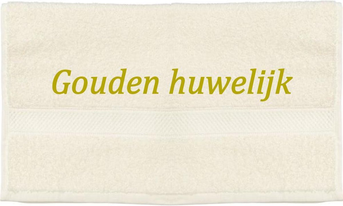 Handdoek - Goudenhuwelijk - 100x50cm - Creme