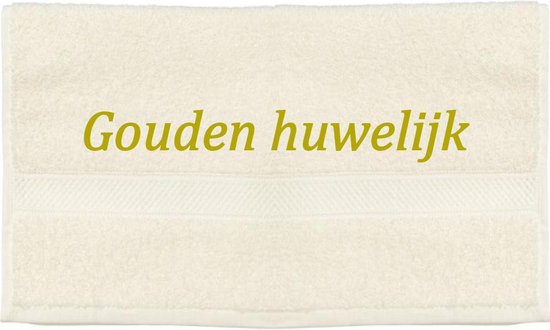 Handdoek - Goudenhuwelijk - 100x50cm - Creme