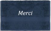 Handdoek - Merci - 100x50cm - Donker blauw