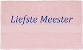 Handdoek - Liefste Meester - 100x50cm - Roze