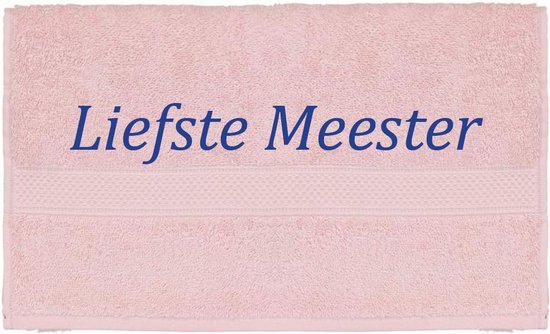 Handdoek - Liefste Meester - 100x50cm - Roze