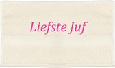 Handdoek - Liefste Juf - 100x50cm - Creme