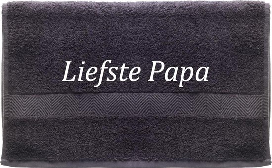 Handdoek - Liefste Papa - 100x50cm - Grijs