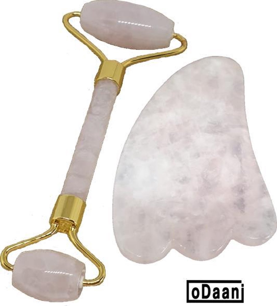Goedkoopste Verbeterde Rose Quartz Roller Gua Sha - Anti Rimpels - Gezicht Massage - oDaani