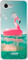 Google Pixel 3 Hoesje Transparant TPU Case - Flamingo Floaty #ffffff