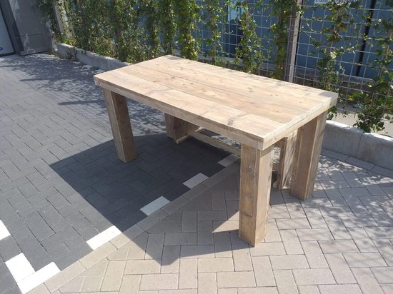 Tafel "Blokpoot" van Gebruikt steigerhout 76x210cm 6 tot 8 persoons tafel |  bol.com