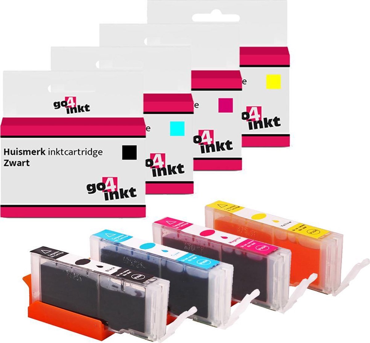 Go4inkt compatible met Canon CLI-571XL bk/c/m/y inkt cartridge zwart/cyaan/magenta/yellow