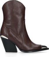 Sacha - Dames - Donkerbruine cowboylaarzen met metalen details - Maat 40