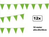 12x Vlaggenlijn licht groen 10 meter - 1 kleur - vlaglijn festival feest party verjaardag thema feest kleur