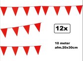 12x Vlaggenlijn rood 10 meter - vlaglijn festival feest party verjaardag thema feest kleur
