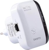 Swifty - Wireless WiFi Versterker Stopcontact inclusief Internetkabel - Wifi Signaalversterker - Ethernet - Wireless Range Extender- 300 mbps - 2.4 Ghz – Wit