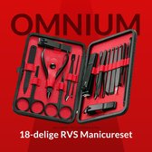 Omnium - 18-delige Manicureset - Pedicureset - Nagelverzorging - Nagelknipper - Reisset - PU Lederen Etui