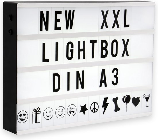 B.K.Licht - LED Lightbox - letterbox - lichtbox - cadeautje - A3 met 120 letters - decoratieve verlichting