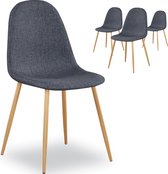 Design 4 stoelen set scandinavisch stof en hout grijs