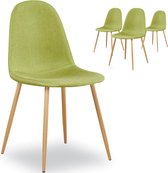Design 4 stoelen set scandinavisch stof en hout groen