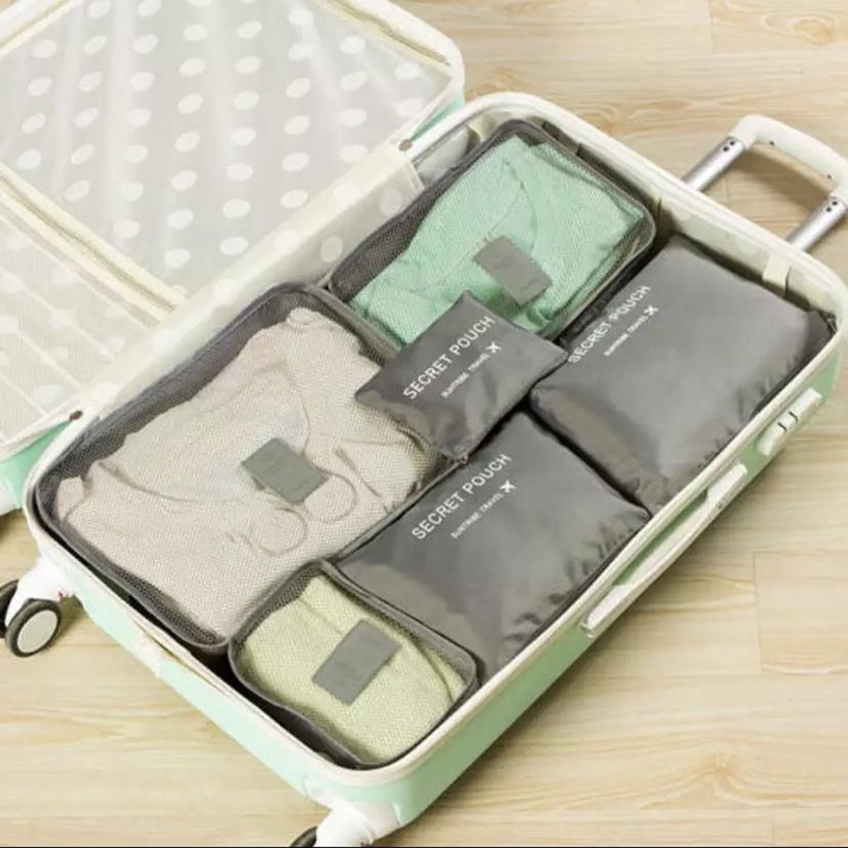 Koffer Organizer Set van 6 Grijs Packing cubes set
